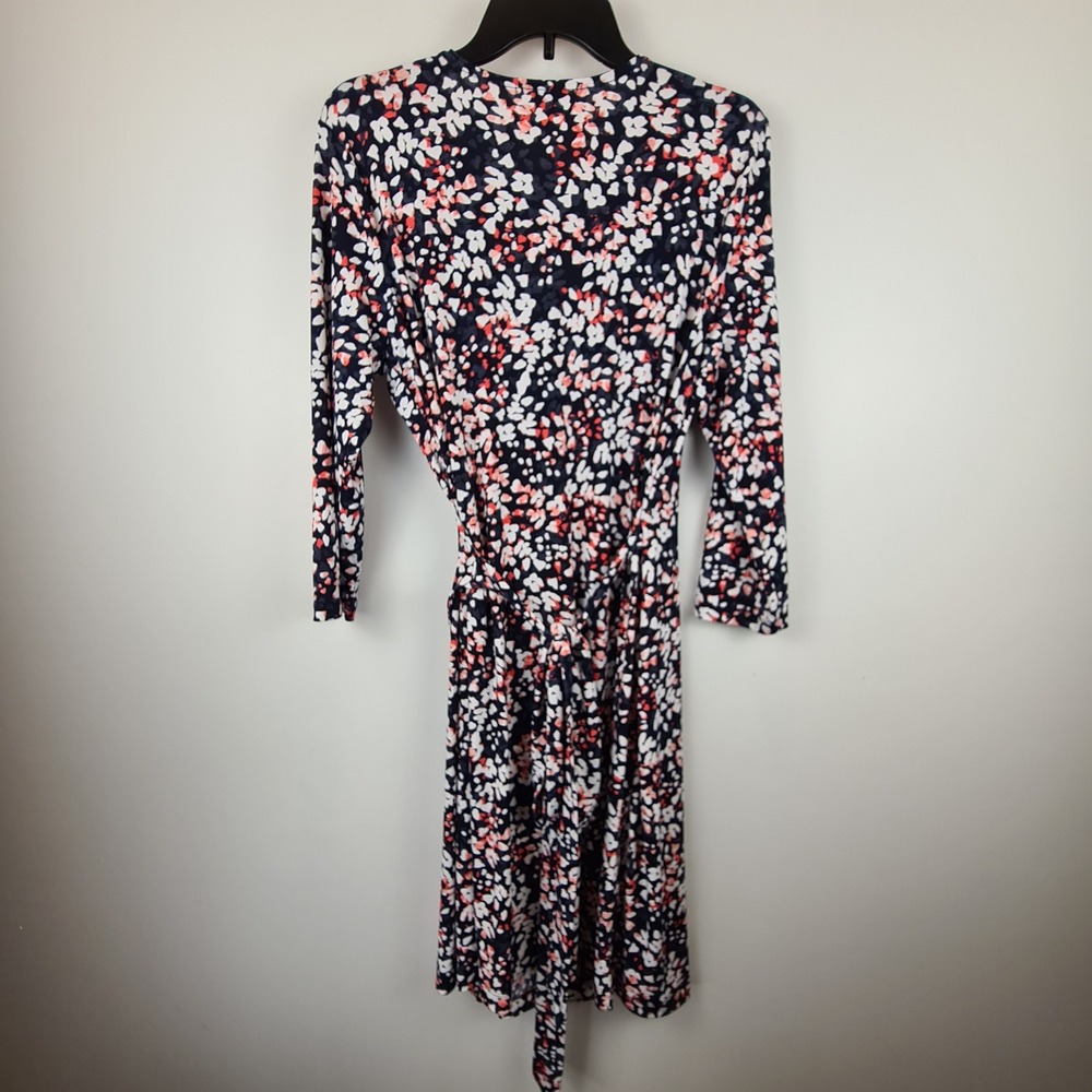 Banana Republic Womens Navy Pink Floral True Wrap Dress 3/4 Sleeve Size L - Picture 8 of 8